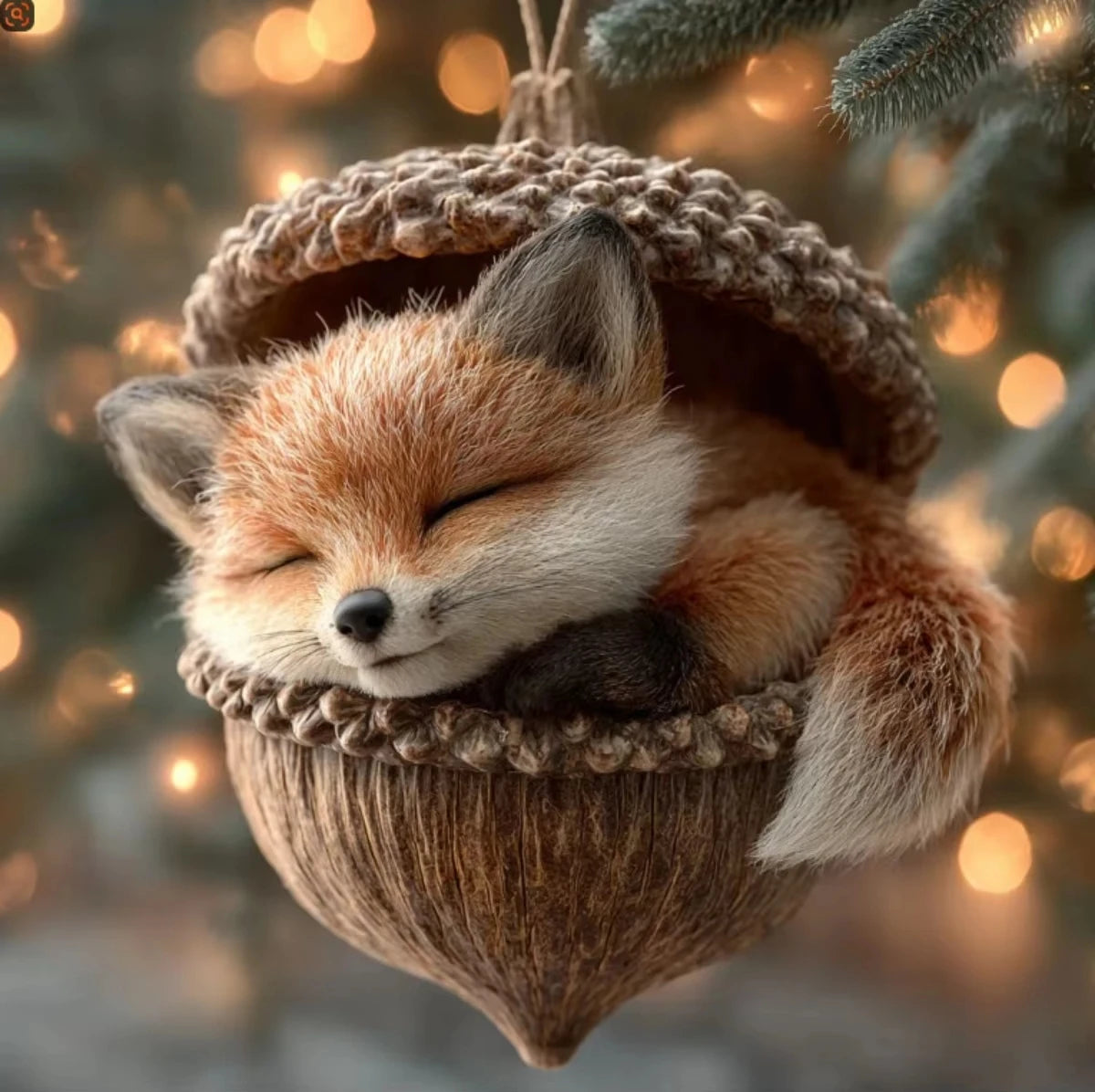Animal Acorn Christmas Ornaments – Fox Hedgehog Bunny Christmas Tree Ornament Oasis Select