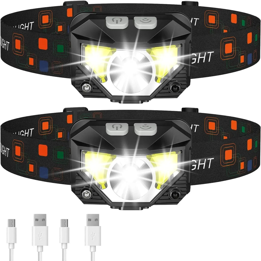 ZHIYU 500LM Rechargeable LED Headlamp 2-Pack | Motion Sensor