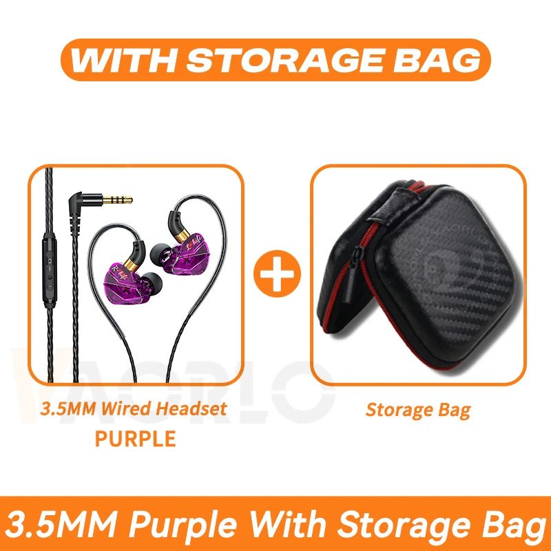 9D Surround HIFI Heavy Bass Headset 3.5MM/Type-C Digital Chip With Mic In-Ear Wired Headphones Music Sports For Samsung Android Oasis Select 3.5MM Purple Bag