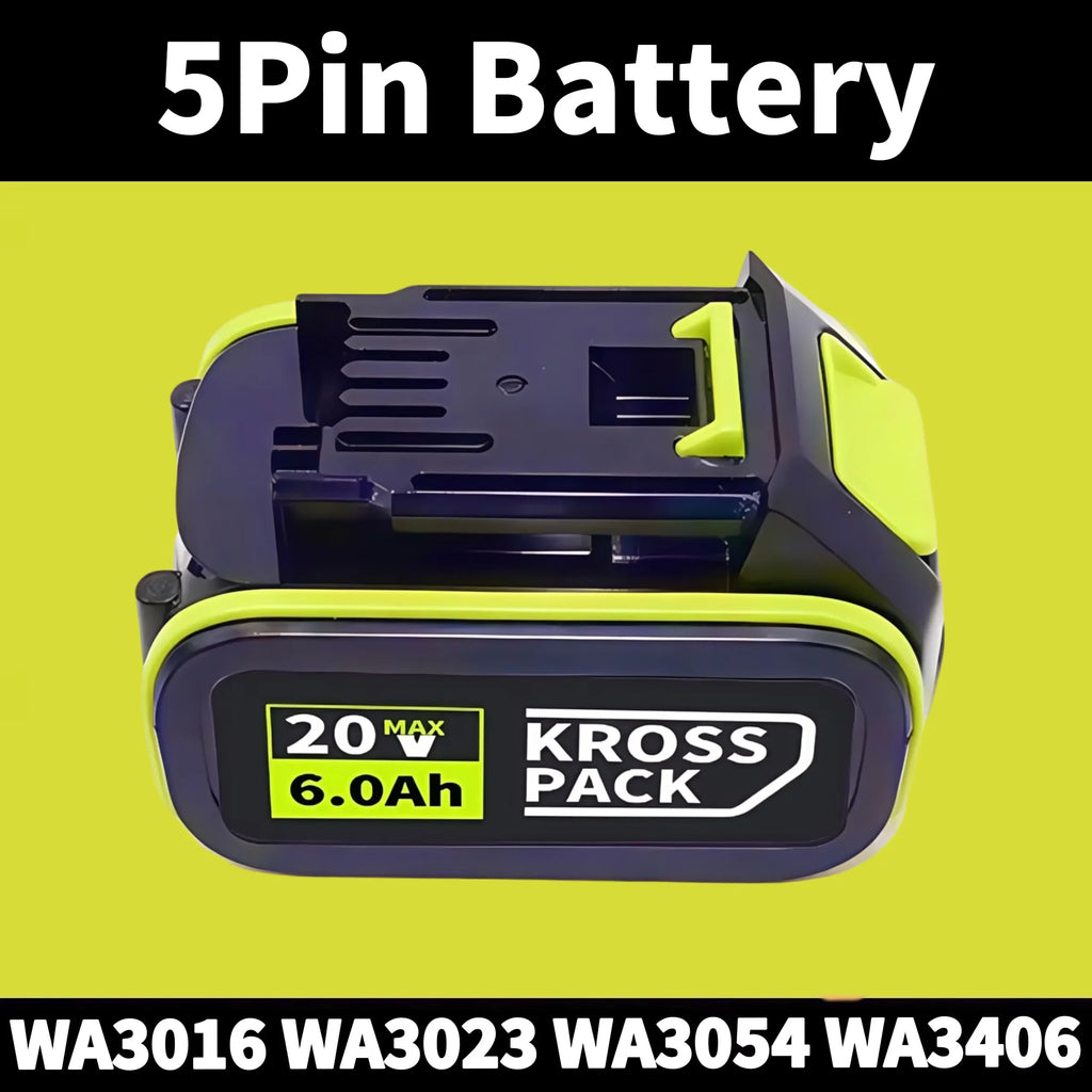 20V 6000/8000mAh High Capacity Rechargeable Replacement Battery for WORX WA3551/WA3551.1/WA3553/WA3641/WX373 Power Tool Oasis Select 5Pin-6.0Ah-1pcs