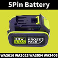20V 6000/8000mAh High Capacity Rechargeable Replacement Battery for WORX WA3551/WA3551.1/WA3553/WA3641/WX373 Power Tool Oasis Select 5Pin-6.0Ah-1pcs