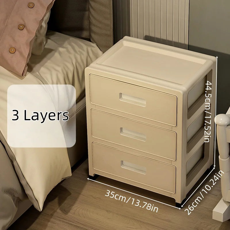 Large Capacity Storage Cabinet with Rolling Wheels,3-6 Tier, for LivingRoom/Bedroom/StudyOrganization,Cream Color Oasis Select 3 Layers