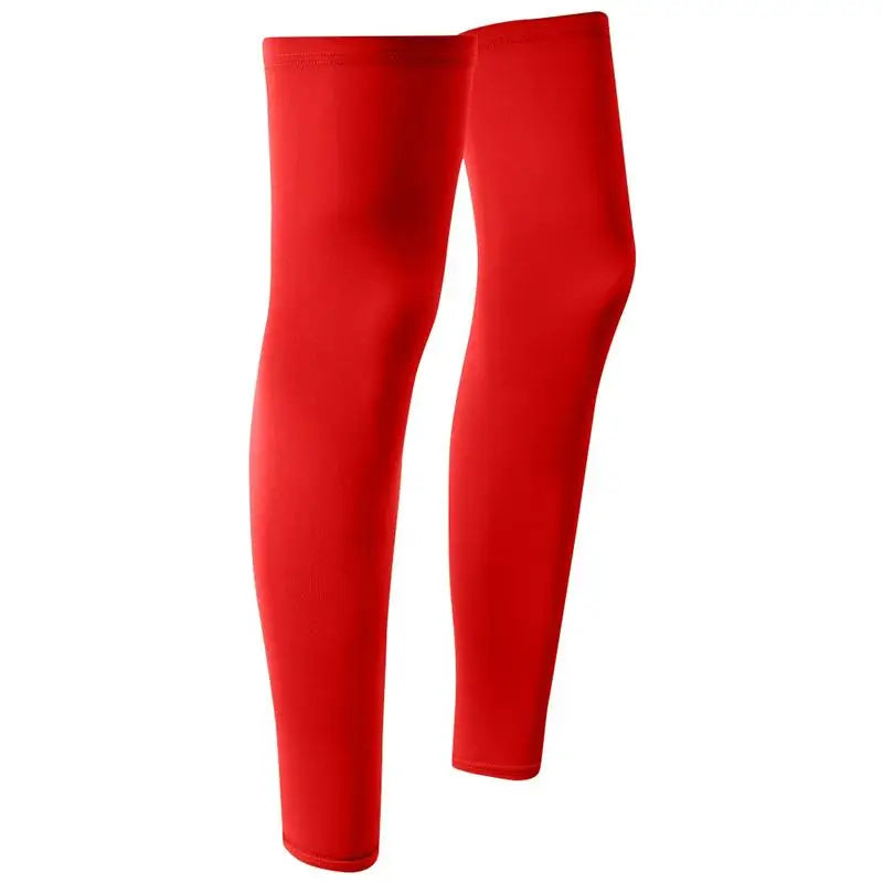 2PC Summer Running Cycling Legs Sleeve Ice Silk Protection Compression Non-Slip Leg Warmer Cooling Sport Gear Sunscreen Leggings Oasis Select Red