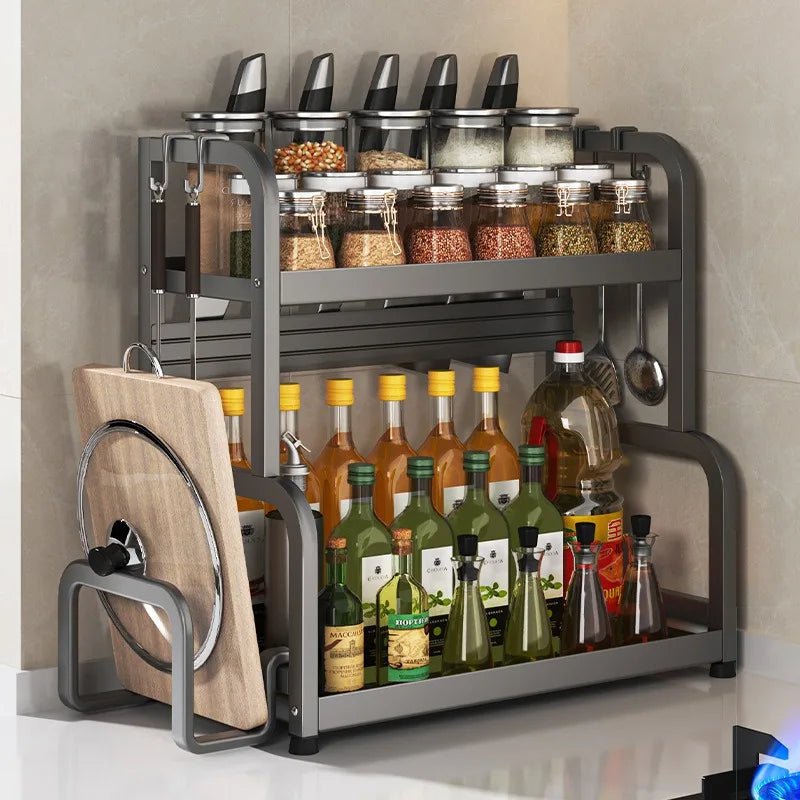 Kitchen Rack Multifunctional Seasonings Multi-layer Countertop Chopsticks Storage Knife Holder Stainless Steel Oil Oasis Select