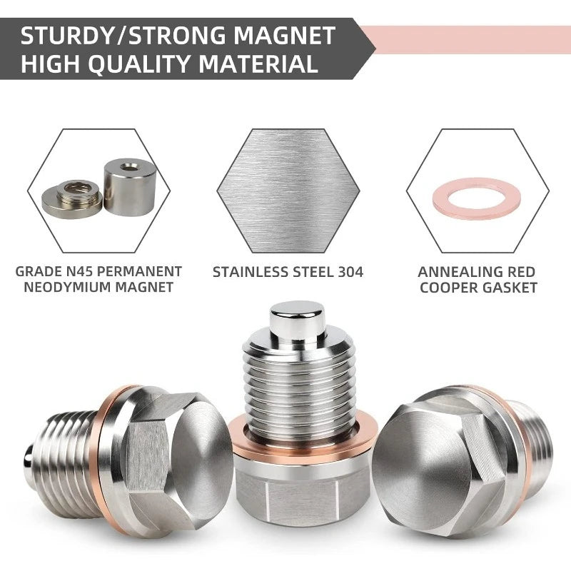 Premium Stainless Steel Magnetic Oil Drain Plug Screw Nut Oil Pan Nut M16*1.5/M12*1.75/M12*1.5/M12*1.25/M14*1.5 Auto Parts Oasis Select