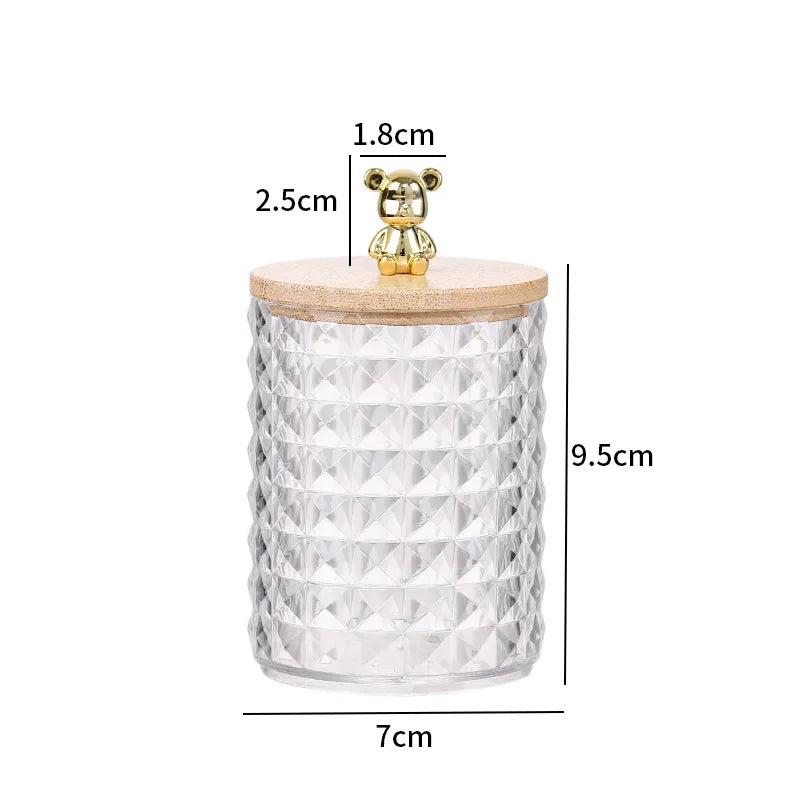 Acrylic storage box, home desktop bear-shaped storage container, premium portable transparent desktop organiser Oasis Select golden B