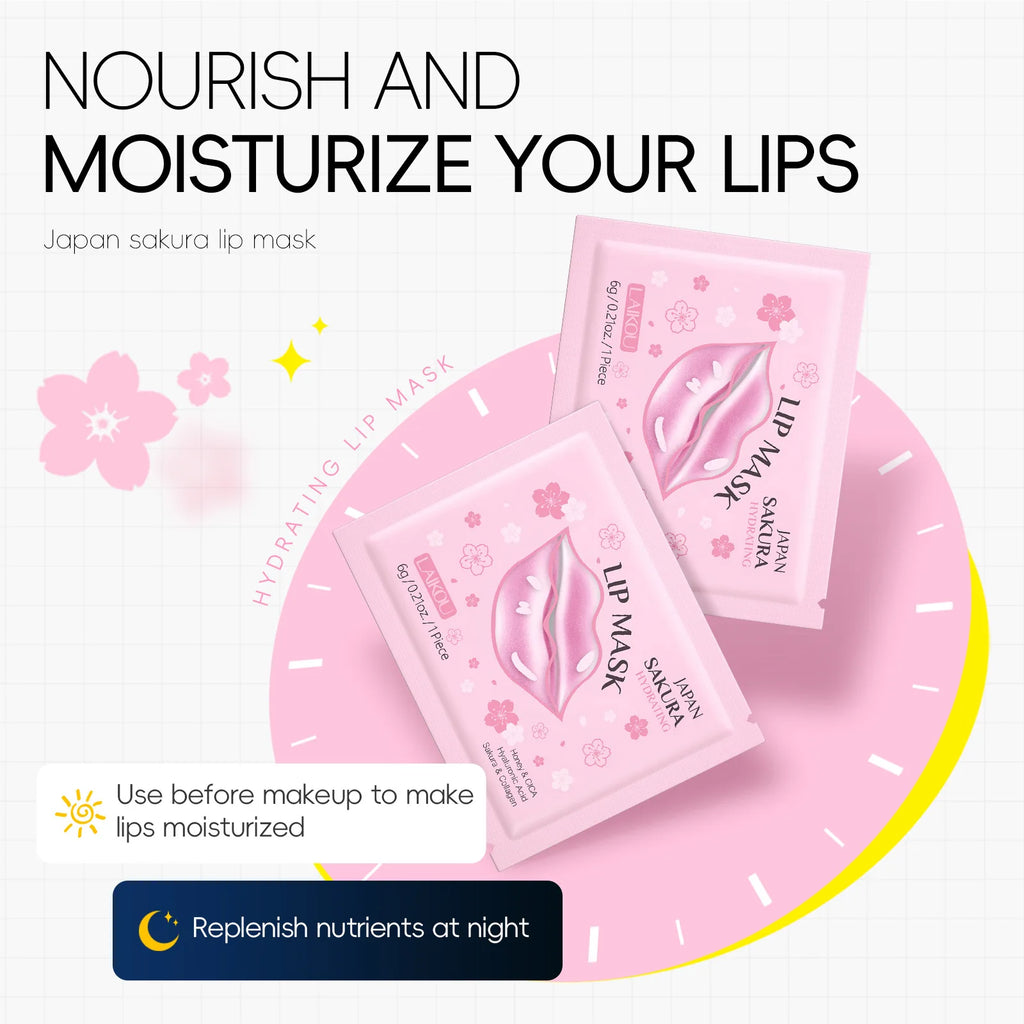LAIKOU Lip Mask Moisturizing Hydrating Repair Lighten Lip Lines Labial Gel Patch Lips Pad Patches Lip Care Products 10/5PCS Oasis Select