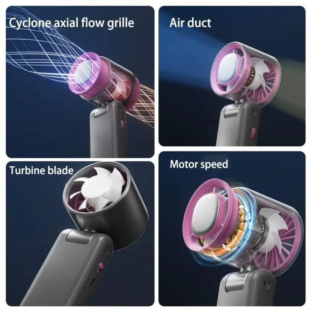Travel Portable Small USB Charging Fan Rechargeable Stand Mini Hand Fan Convenient LED Digital Display Turbo Fan Lash Supplies Oasis Select