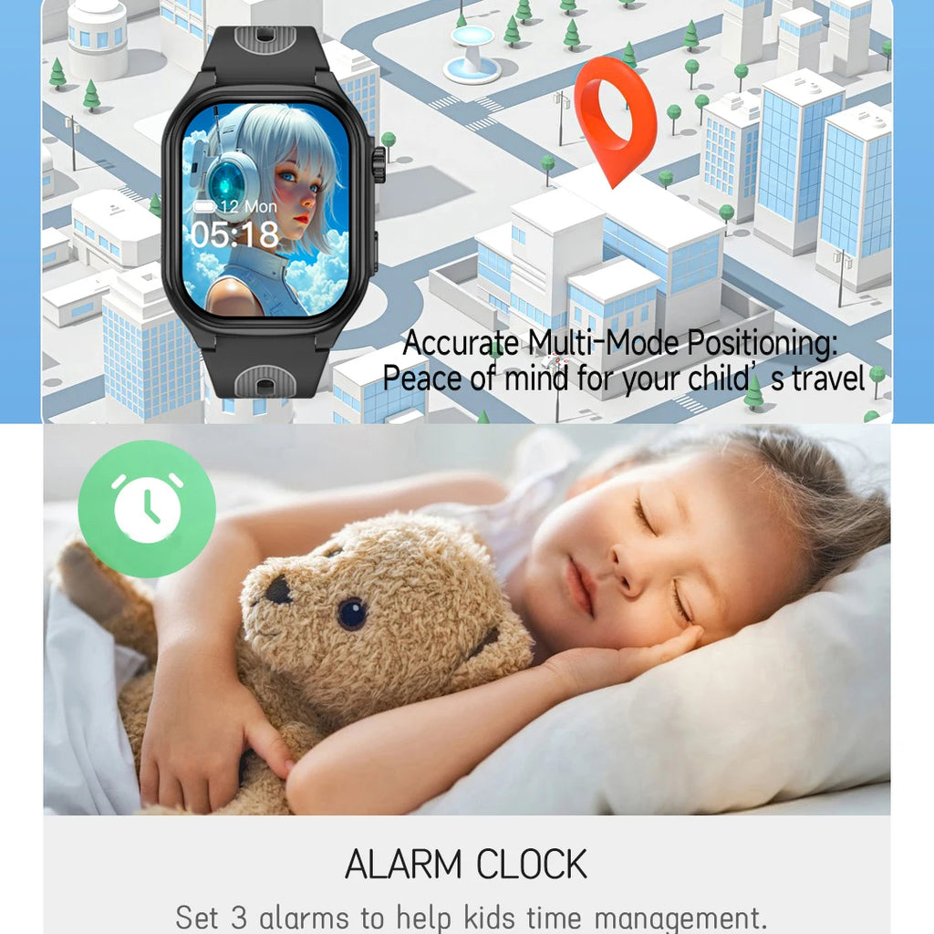 4G Kids Smart Watch Video Call GPS Wifi Location SOS Call Back Monitor Smart Watch Children HD Camera 2+16G APP Download Gifts Oasis Select