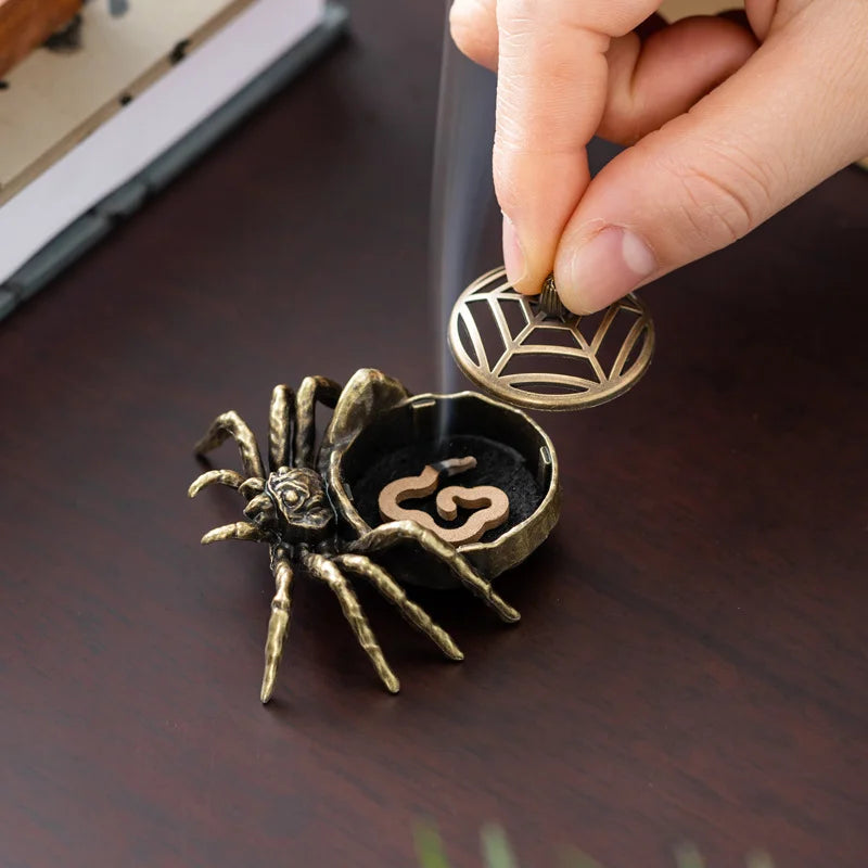 6PCS Creative Spider Incense Burner Buddhist Utensils Incense Burner Archaic Copper Alloy House Furnishings Home Decor Wholesale Oasis Select