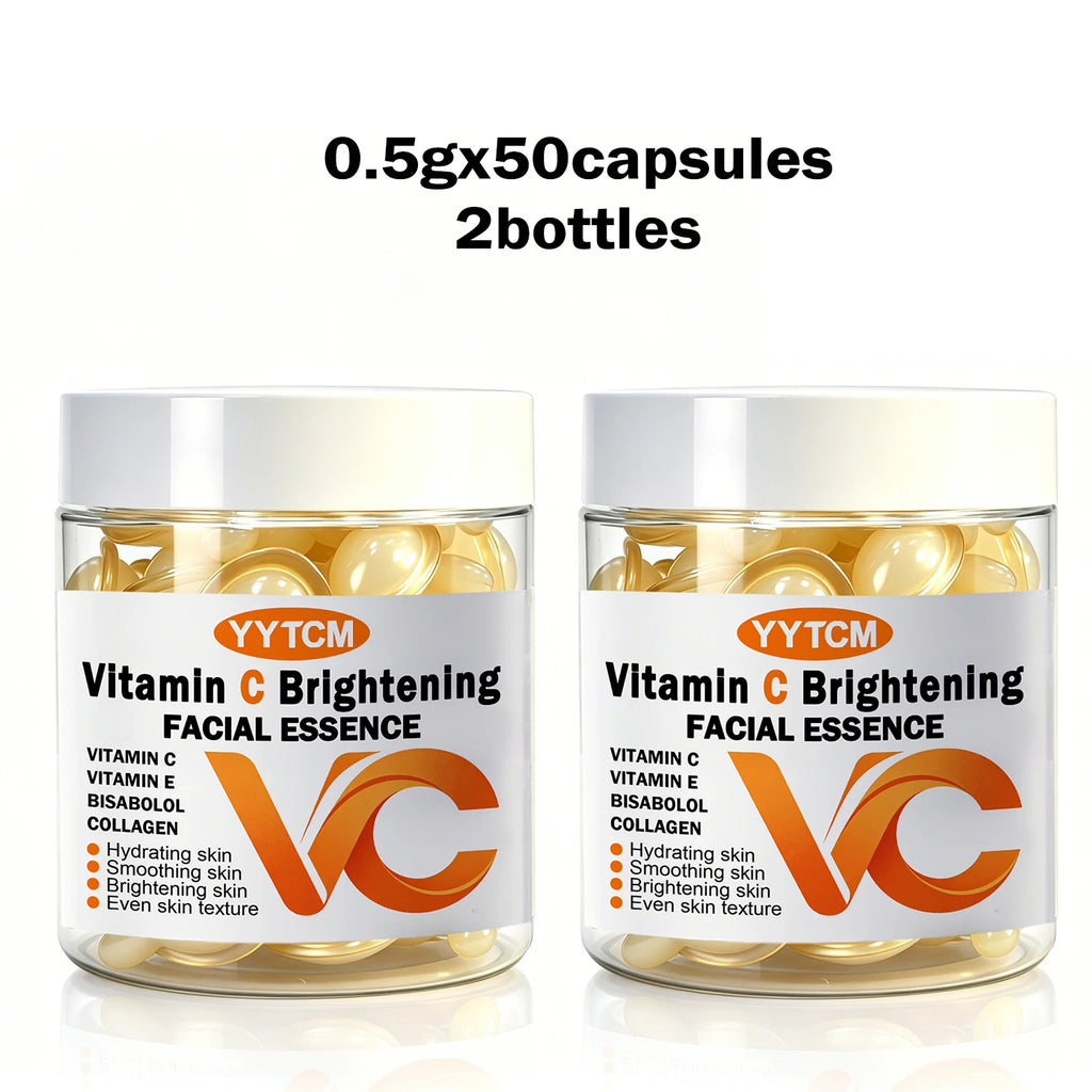 Vitamin C Facial Serum, Moisturizing and Brightening, Firming the Skin, Contains Vitamin E, Retinol, Hyaluronic Acid Facial Skin Care Serum, 18 Capsules/30 Capsules/40 Capsules/50 Capsules/60 Capsules/80 Capsules/100 Capsules Oasis Select 2 Bottles 50 Capsules