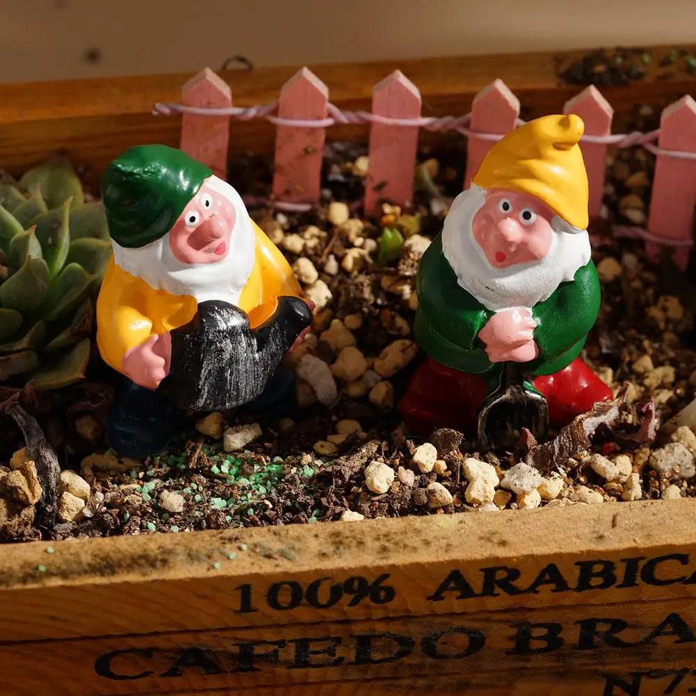 7pcs Mini Garden Gnome Figurines Resin Dwarf Ornaments for Moss Micro Landscape Terrarium Pot Decorative Accessories Oasis Select