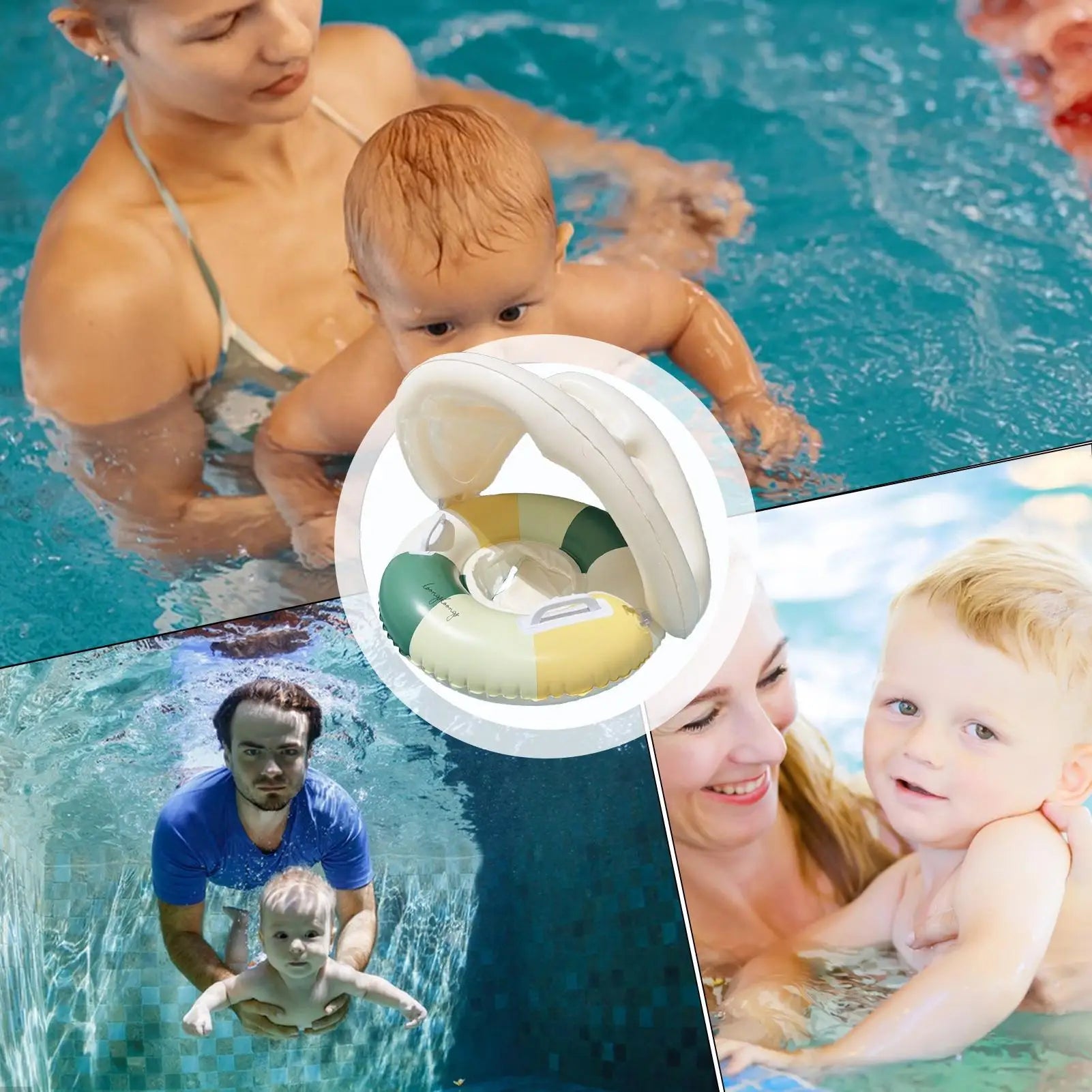 Baby Pool Float with Sun Canopy | Inflatable Swim Ring Ages 0–4