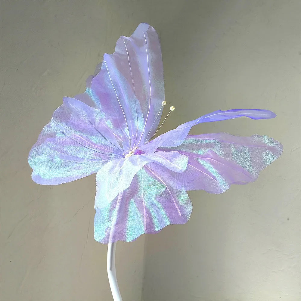 NEW Silk Artificial Butterfly Flowers Colorful Artificial Flowers Flower Head 50cm Giant Butterfly Branch Road Oasis Select Light Purple