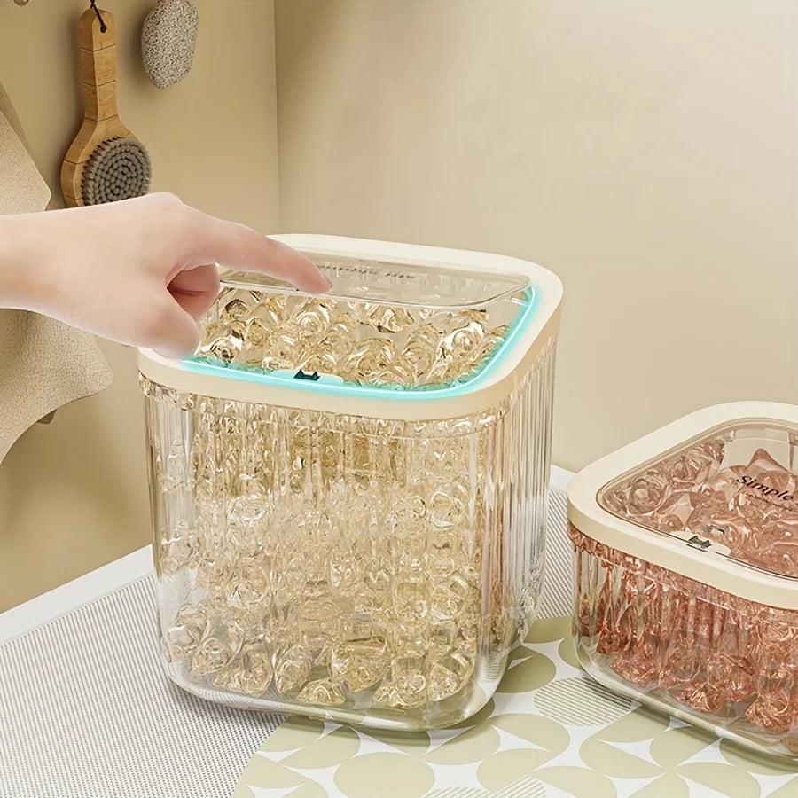 Clear Laundry Capsule Dispenser - Odorless plastic storage container for detergent and dryer sheets, flip-top organizer Oasis Select