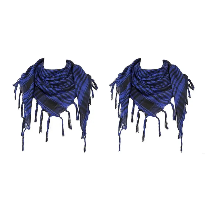 1/2/3Pcs Keffiyeh Tactical Desert Scarf Wrap Shemagh Head Neck Arab Scarf Keffiyeh Scarf Wrap For Men And Women Oasis Select 2pcs-Blue