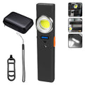 MINI USB Rechargeable LED Flashlight Portable Tail Magnet Flashlight Super Bright Camping Lantern Side COB Emergency Light Oasis Select MC001 Black with bag