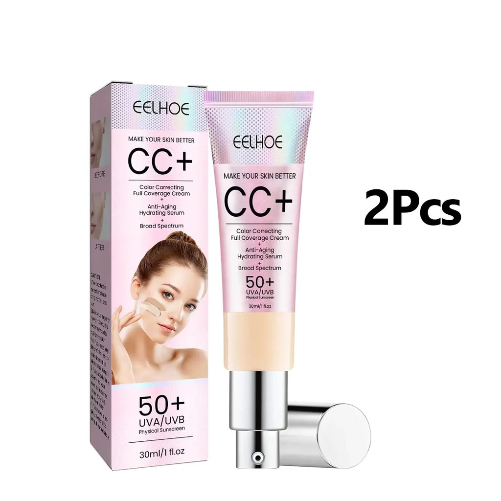 1/2/3pcs CC Cream Foundation Waterproof Brighten Moisturizing Foundation Concealer Oil-Control Long Lasting Spf 50 Makeup Oasis Select 2PCS Light White