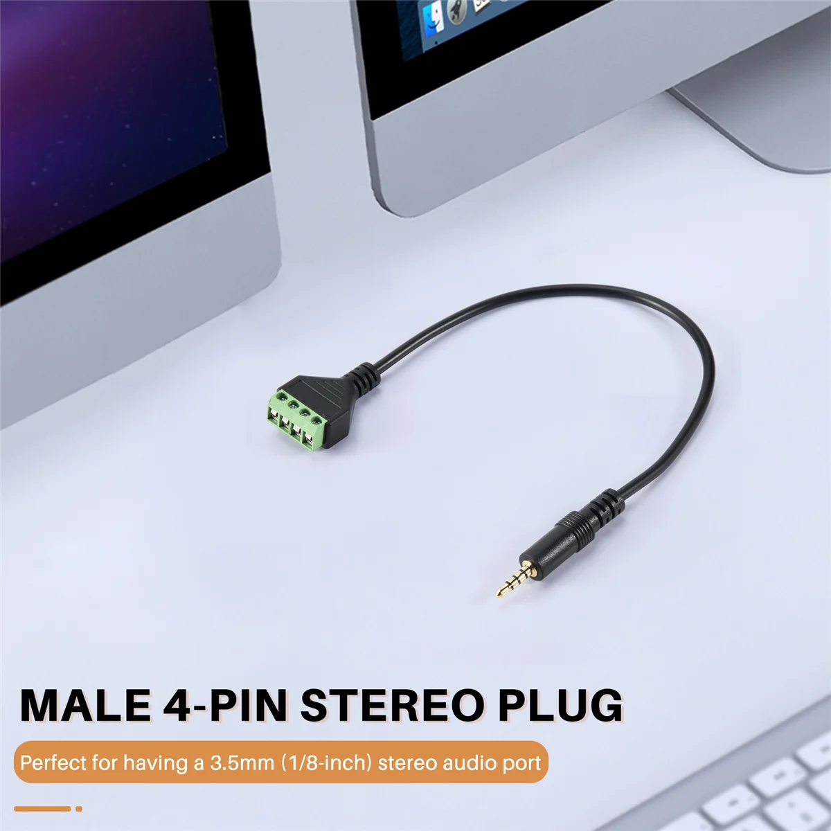 3.5mm Screw Terminal Adapter Speaker Cable 4-Core Stereo TRRS Male Hole to AV 4 Screw Terminal Balun Connector Cable Oasis Select