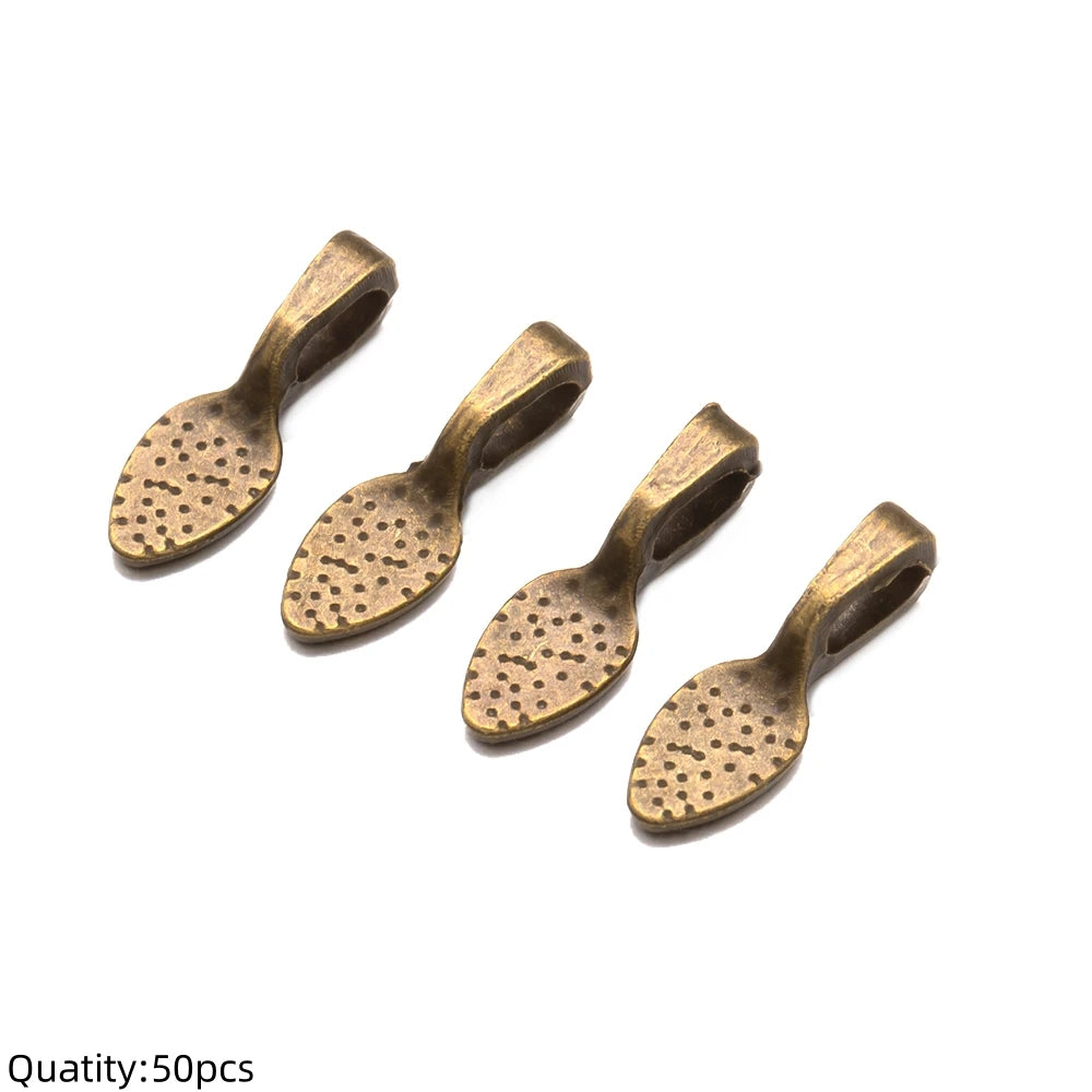 20/50pcs Spoon Glue-on Flat Pad Pendant Bail Oval Scrabble Linking Charm Bails Charm Connector Hangers for DIY Jewelry Making Oasis Select Gu Qing
