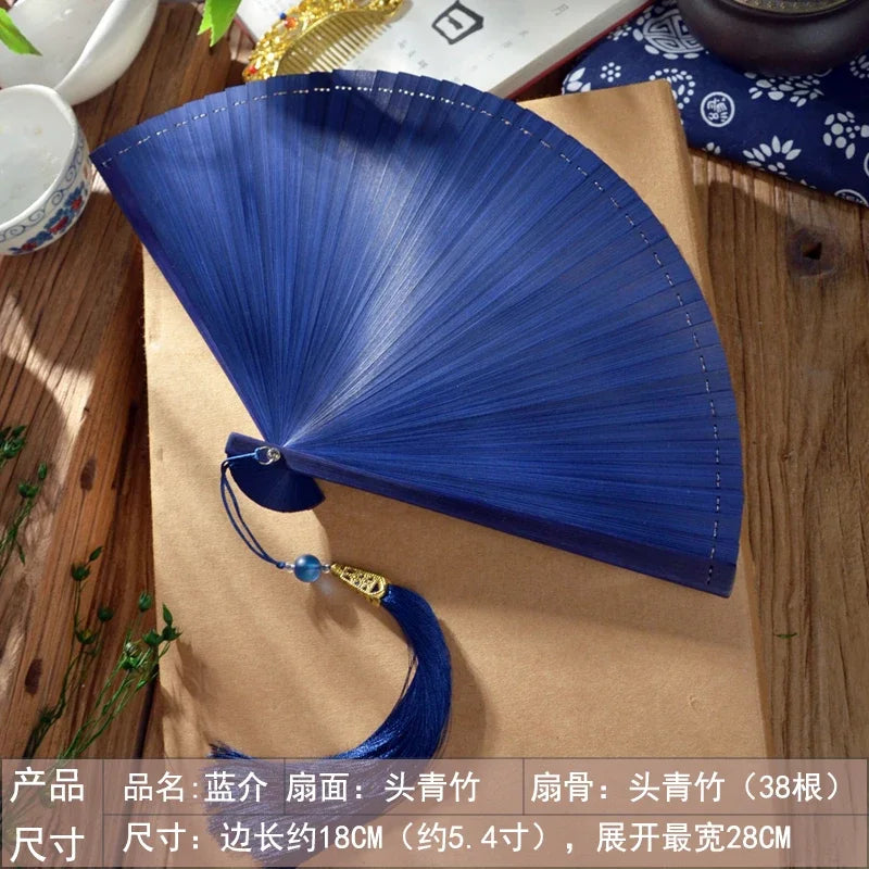 Bamboo Folding Fan Ancient Style Chinese Style Classical Dance Black Fan Summer Portable Folding Fan Oasis Select summer