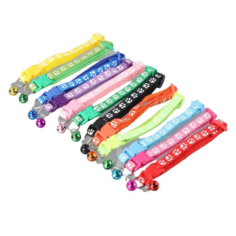 Adjustable Cat & Puppy Collar with Bell | 12 Colors | Nylon