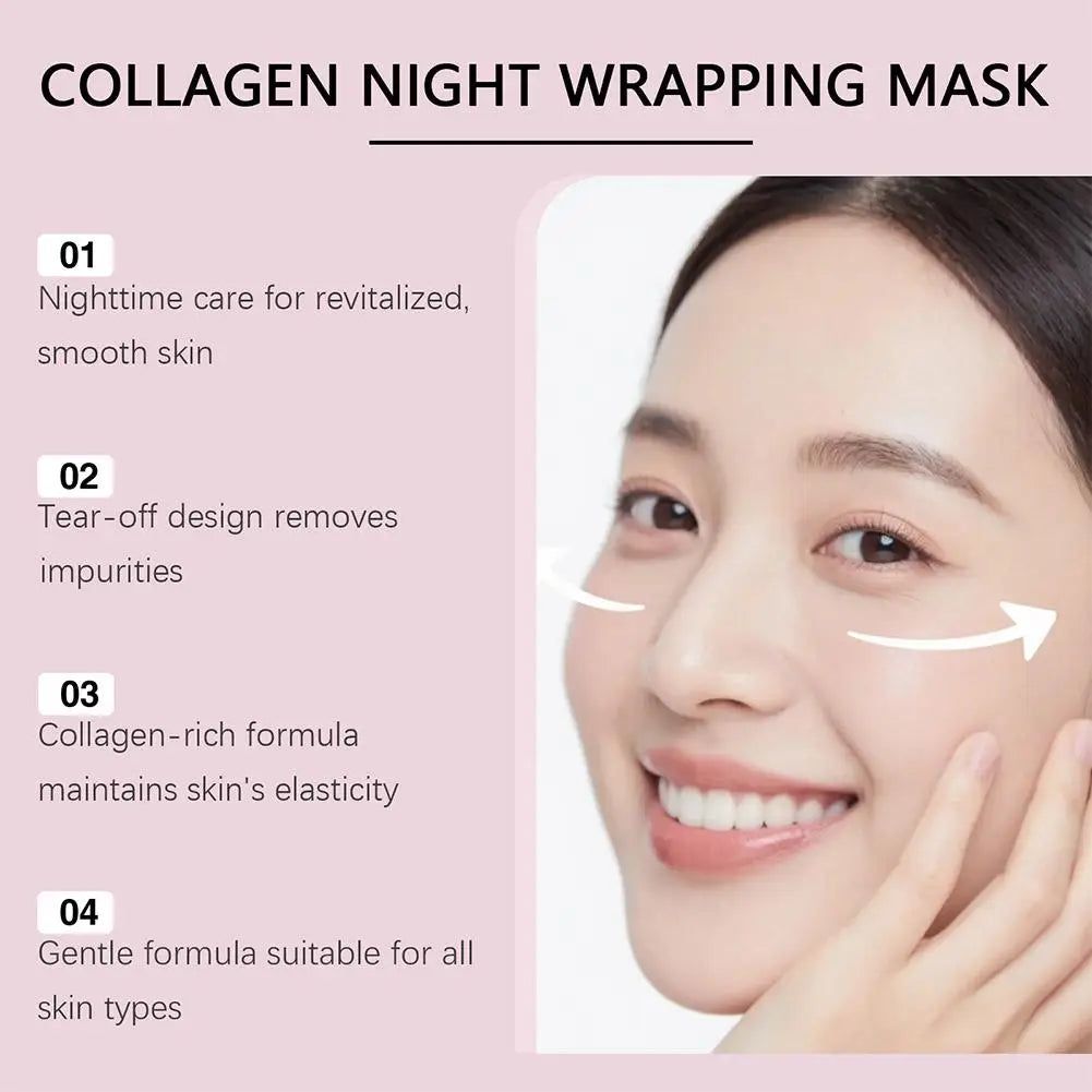 Collagen Night Peel Off Mask Cleansing Pores Reduces Facial Skin Sag Dullness Deep Hydrating Overnight Moisturize Wrapping Mask Oasis Select