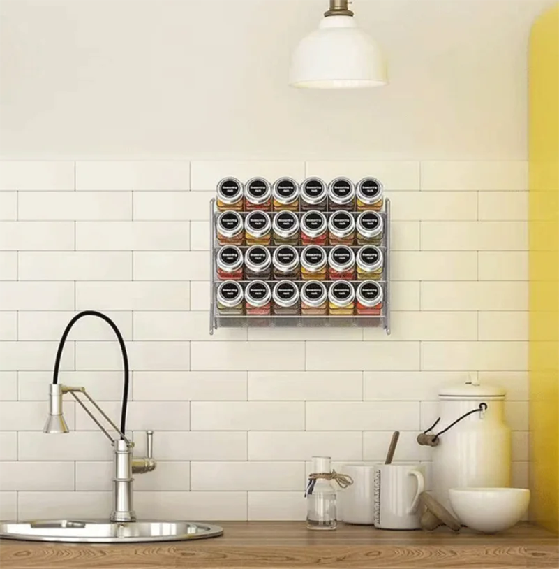 Kitchen Spice Rack 4 Tier Spice Organizer Carbon Steel Wall Shelf without Spice Jars for Cabinet Kitchen Pantry Organizer Shelf Oasis Select