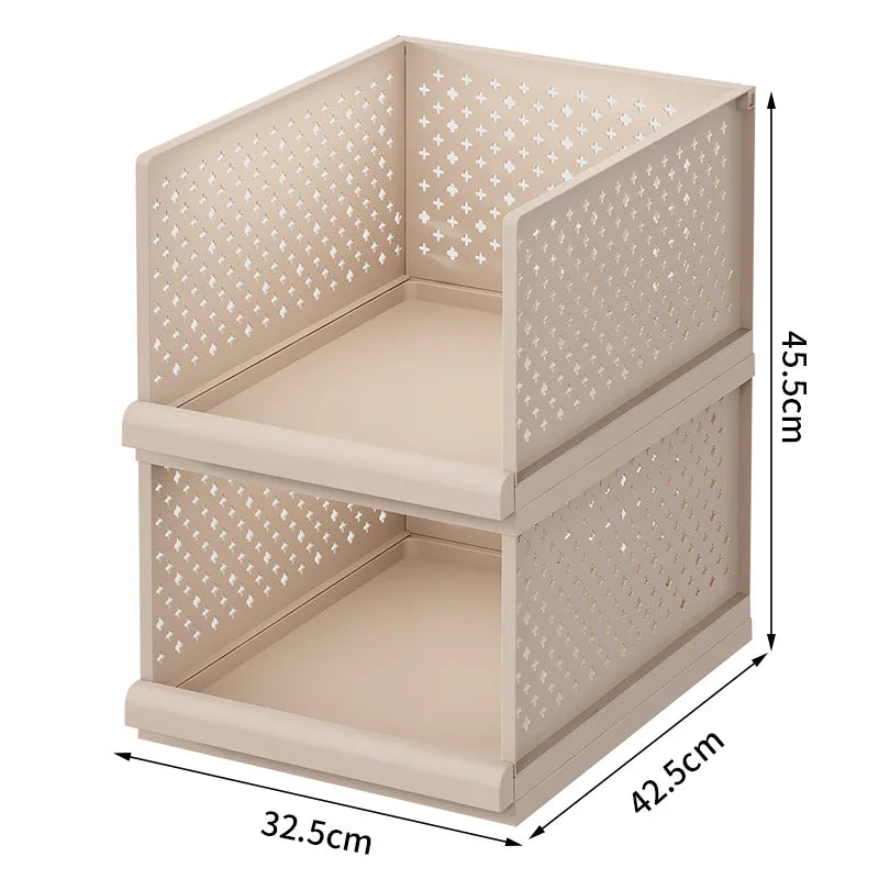 Drawer type clothes clothing storage box foldable pull-out wardrobe layered baffle pull basket layered pants storage box Oasis Select 2 Layers - Khaki 1