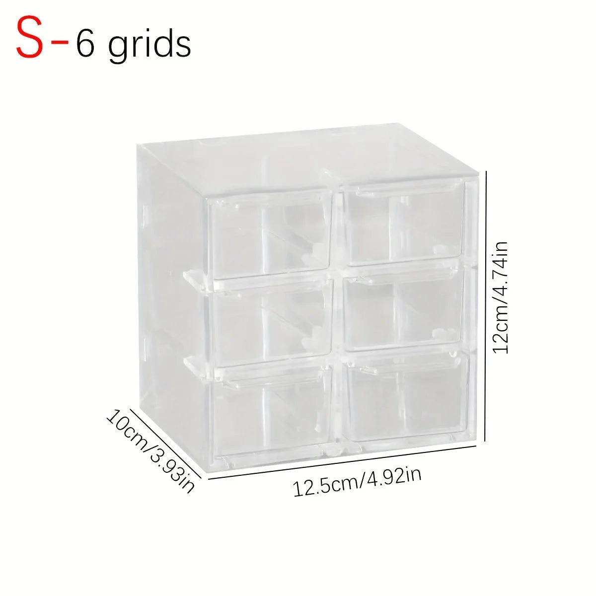 1pc Drawer Style Multifunctional 6/9/12 Grid Stackable Bead Storage Box Transparent Acrylic Desktop Jewelry Display Box Oasis Select 6gird-transparent