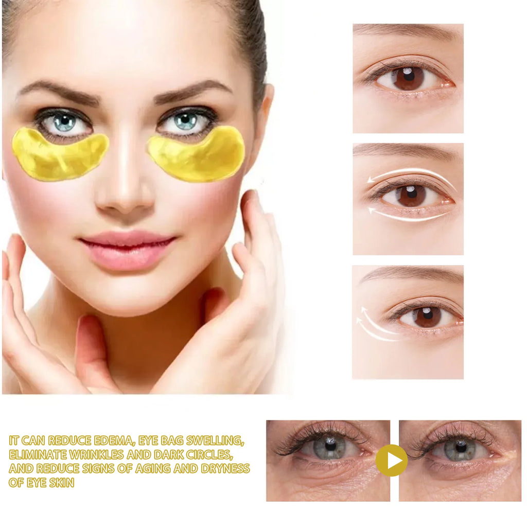 60pc 24K Gold Collagen Eye Masks – Dark Circles & Anti-Aging