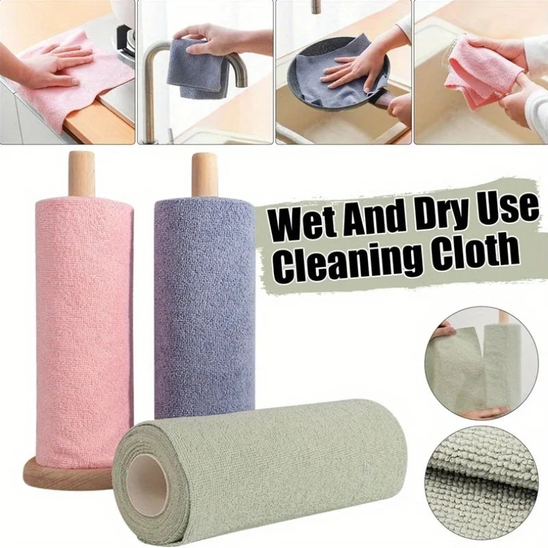 4M Reusable Kitchen Dish Cloth Roll Washable Cleaning Wipes Paper Towel Alternative Absorbent Rag for Living Room Bedroom Oasis Select