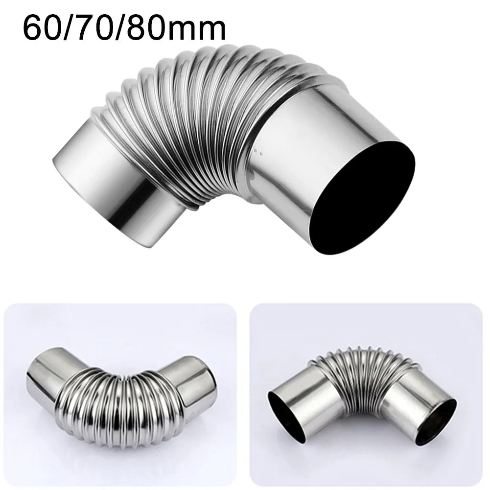 90° Stainless Steel Flue Elbow Pipe | 60/70/80mm Chimney Bend