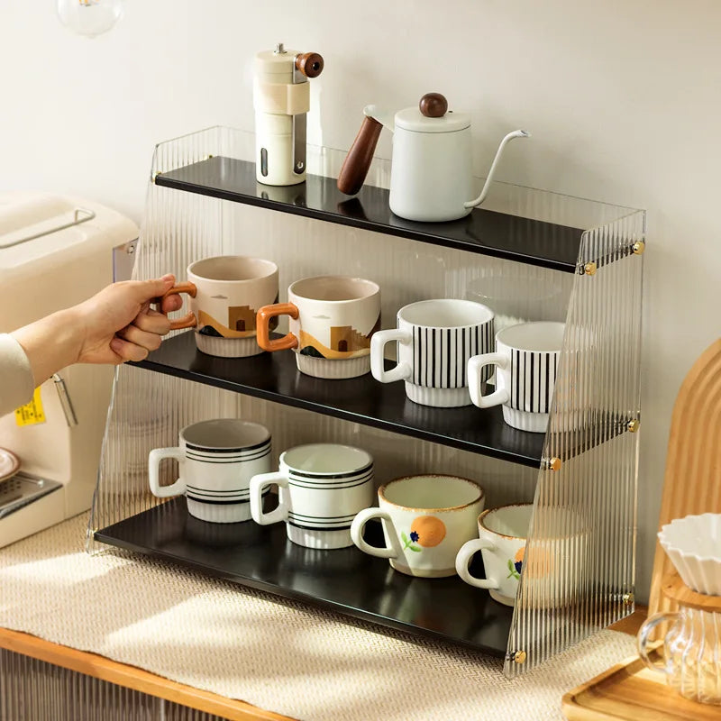Cup storage rack desktop water cup collection rack dining table bar counter, household tea cup holder double-layer drain Oasis Select