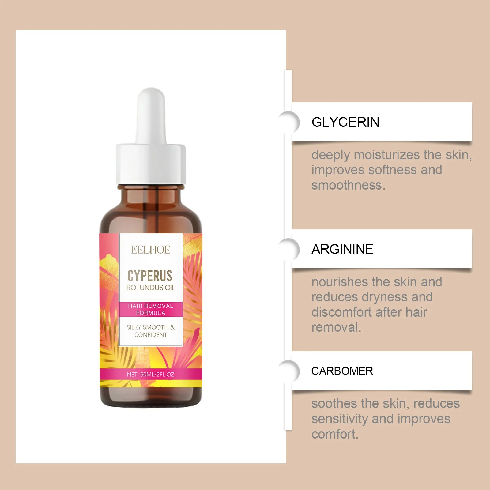 Hair Removal Care Essential Oil Moisturizes and Soothes Skin After Hair Removal, Silky Touch, Plant-Nourishing Care Oil Oasis Select