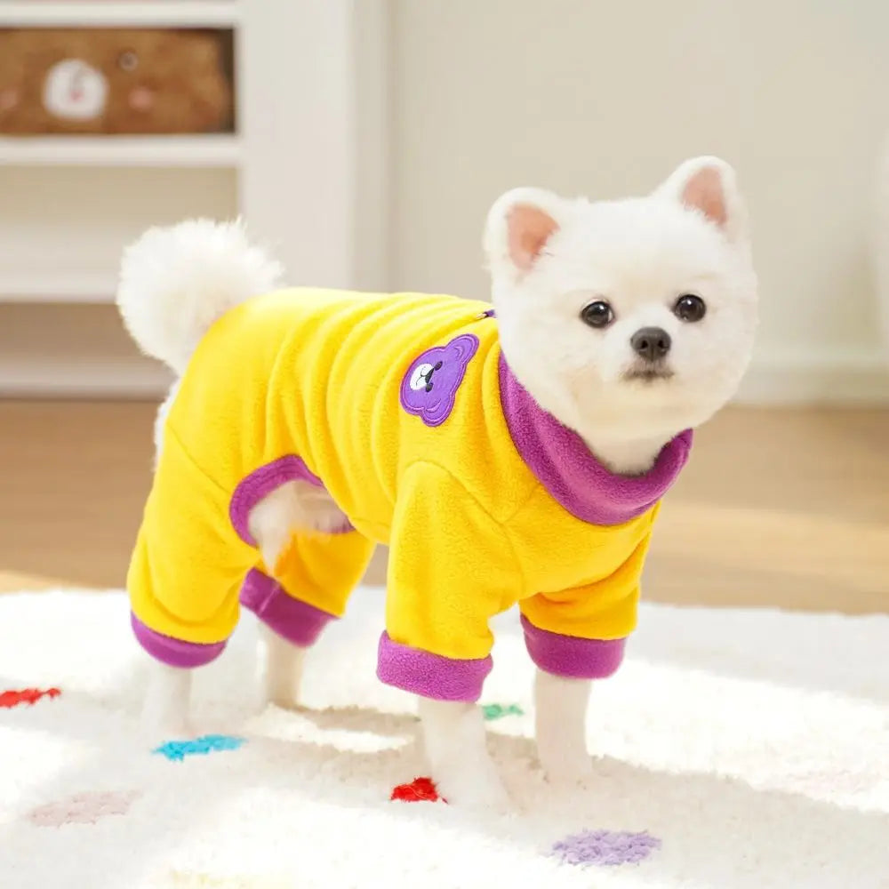 Bear Pattern Plush Dog Jumpsuit | Warm 4-Leg Pet Pajamas Dog Jumpsuit Oasis Select