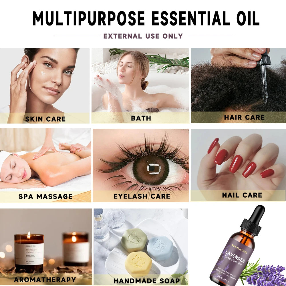 YOUNGCOME Organic Lavender Oil 40/60ml – Hair, Skin & Aromatherapy Lavender Face Oil Oasis Select