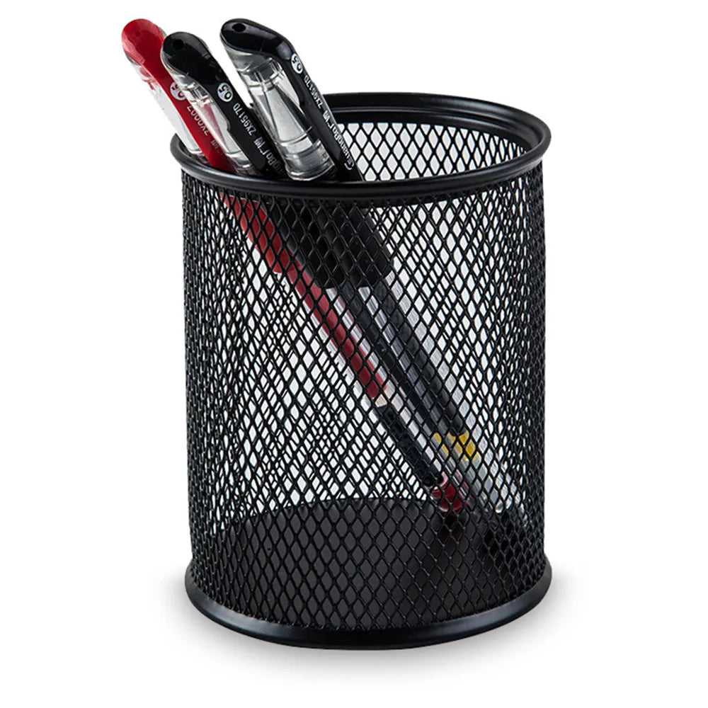 Student Desktop Stationery Storage Metal Pen Holder Iron Mesh Storage Bucket Multifunctional Color Hollow Iron Pen Holder 3pcs Oasis Select