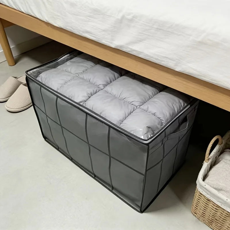 1pc Large Capacity Storage Bag with Zipper - Heavy-Duty Gray Moving Box Suitable for Clothes, Bedding,Luggage & Travel Organizer Oasis Select