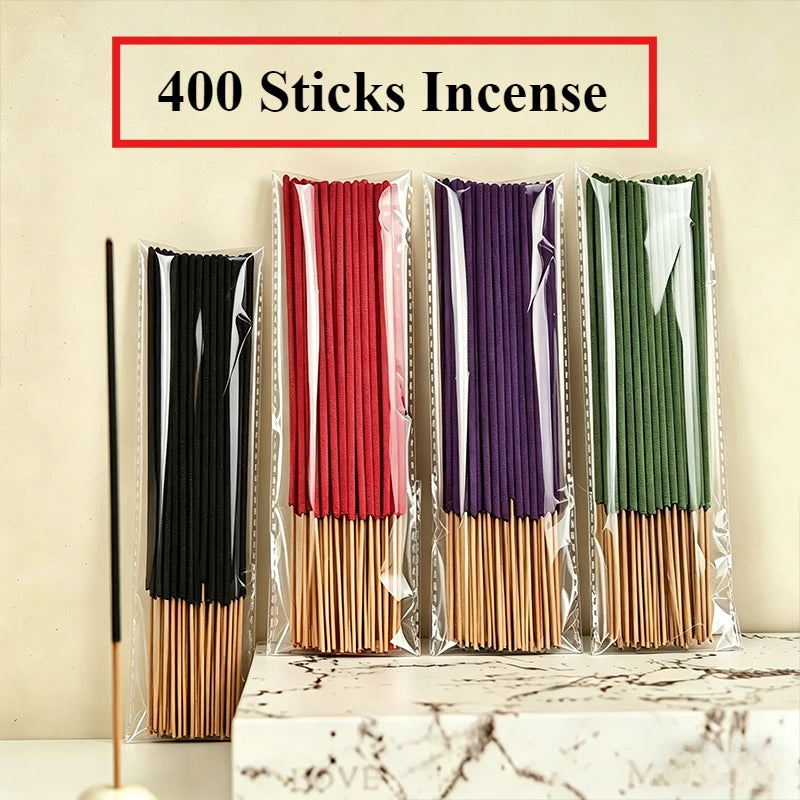 400 Aromatherapy Incense Sticks Set 4 Natural Fragrances Lavender White Sage Dragon's Blood Cherry Blossom for Yoga Meditation Oasis Select