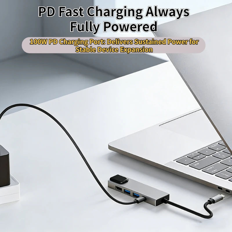 Type-C To 5/8Ports Docking Station HDMI 4K/RJ45 100M PD Splitter USB 3.0 5Gbps High Speed USB C HUB Adapter For Laptop Macbook Oasis Select