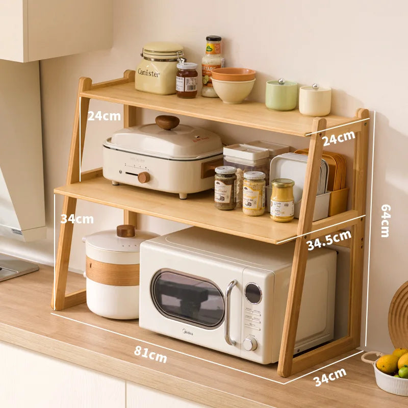 Kitchen Microwave Oven Shelf Household Multi-layer Oven Stand Desktop Countertop Rice Cooker Storage Shelf Oasis Select Primary color 81cm