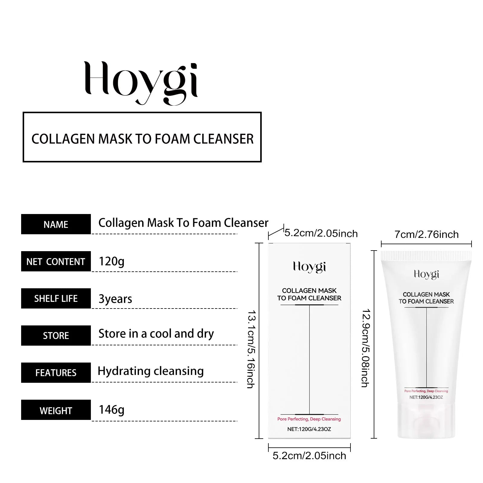 Hoygi Facial Cleanser – Oil Control, Brightening & Moisturizing Facial Cleanser Oasis Select Collagen