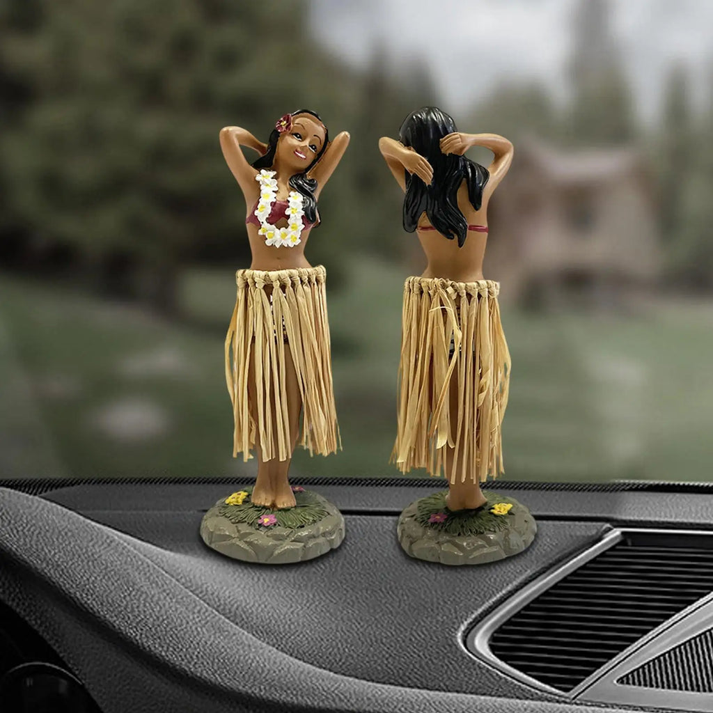 Hawaiian Dancing Girl Posing Dancer Decorations Resin Craft Dashboard Bobblehead Doll Souvenir Ornaments Home Car Decor Oasis Select