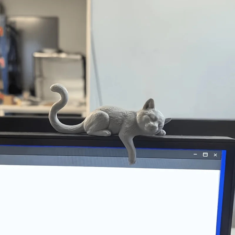 Sleeping Cat Mini Figurine 3D Printed Cute Kitty Ornament Computer Screen DecorDollhouse Miniature Desktop Decor Home Decor Gift Oasis Select