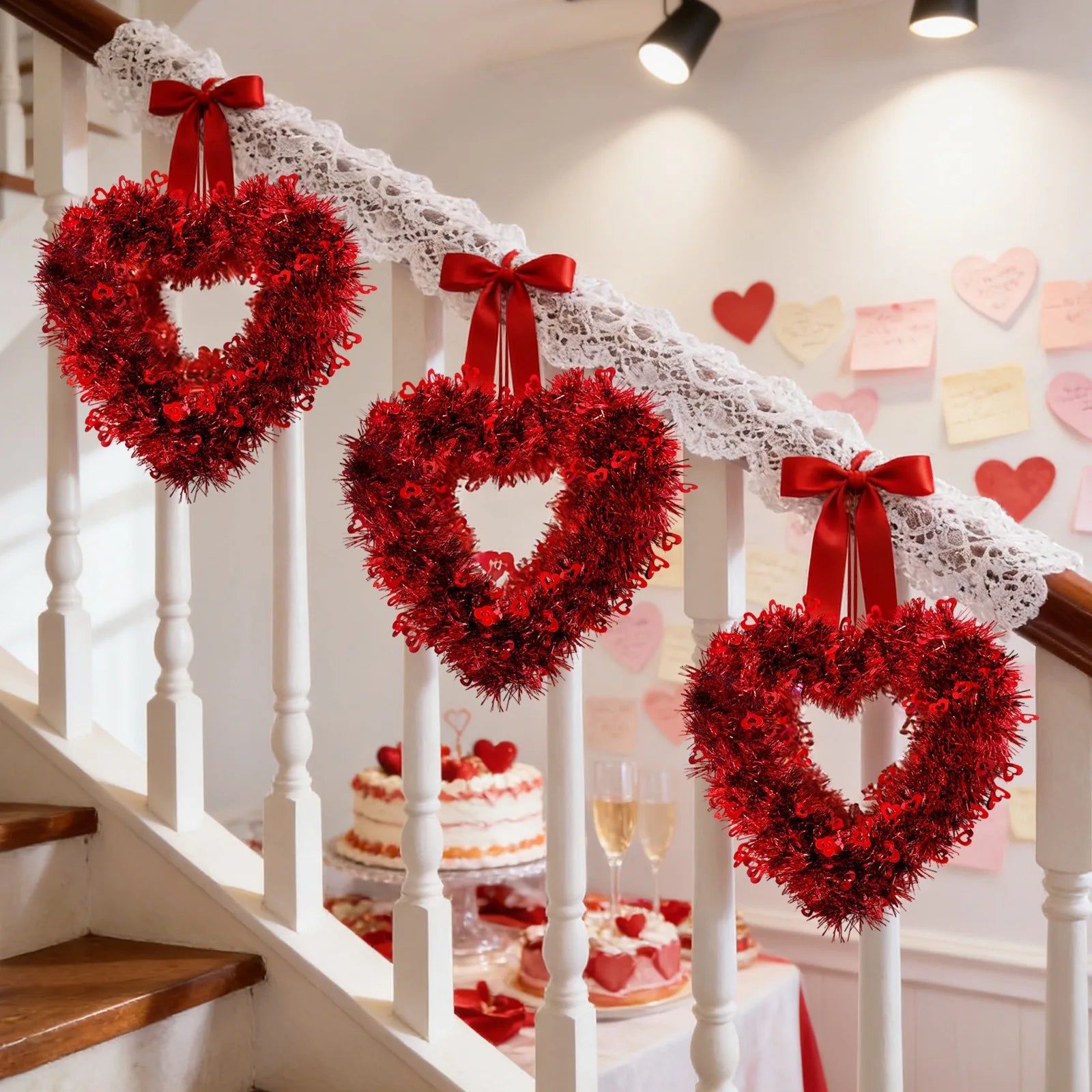 Red Heart Glitter Wreath – Valentine's, Wedding & Party Decor Holiday Wreath Decor Oasis Select