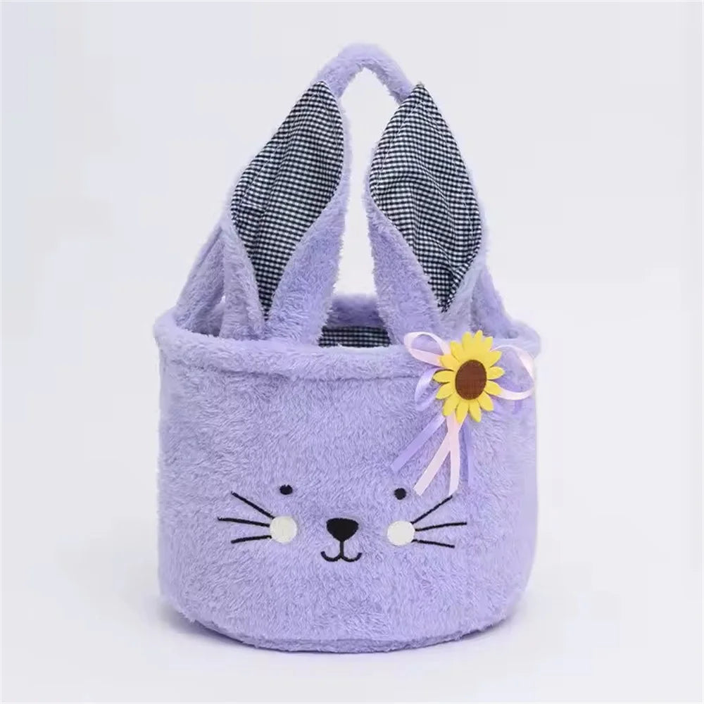 Easter Basket Cute Plush Candy Bag with Handle Soft Pasty Storage Bucket Easter Egg Decorations and Gift Basket Oasis Select Purple Other