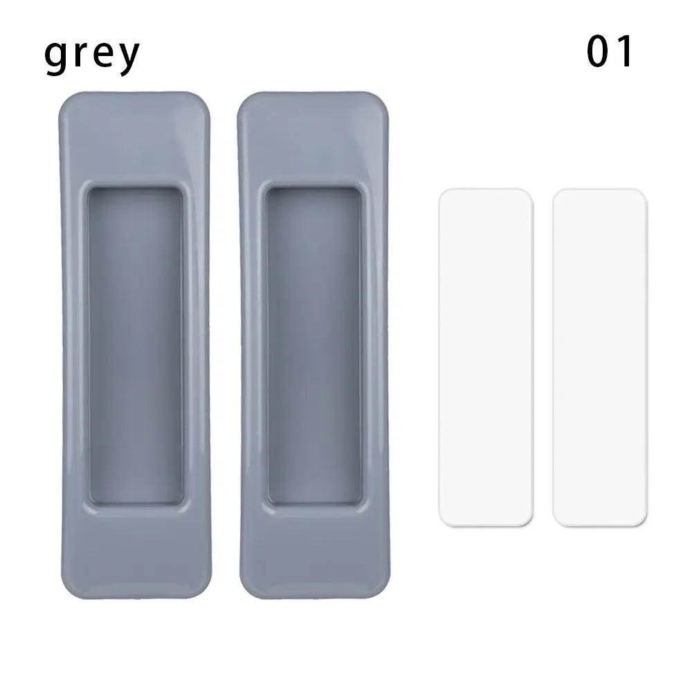 2Pcs Window Cabinet Drawer Organizer Wardrobe Handle Self-adhesive Door Handle Paste Open Sliding Door Knob Auxiliary Device Oasis Select grey-1