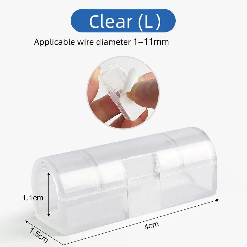USB Cable Organizer Clips Wire Winder Holder Earphone Mouse Cord Clamp Protector Management Adhesive Hooks Desk Home Supplies Oasis Select 16PCS Clear L