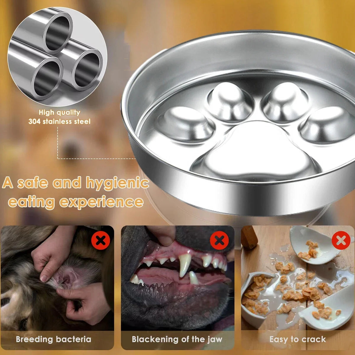 Stainless Steel Elevated Slow Feeder Dog Bowl - Non Slip, Dishwasher Safe, Neck Support & Bloat Prevention Oasis Select